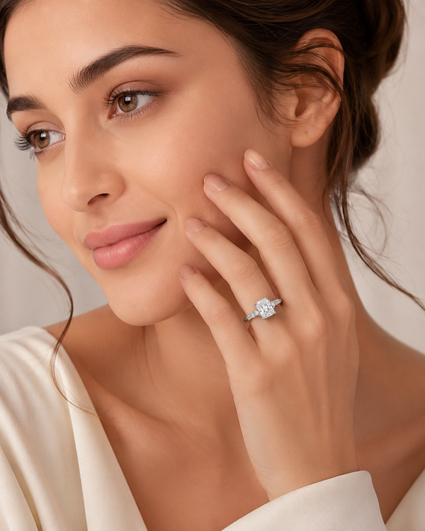 Empress Radiant Solitaire Ring in 925 Sterling Silver