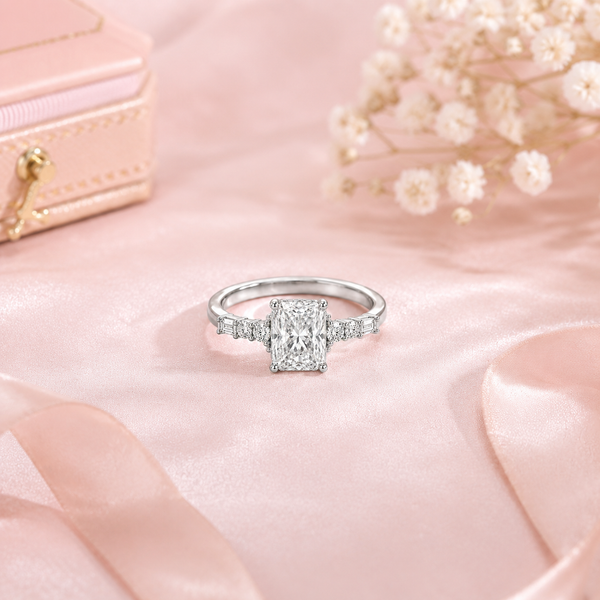 Empress Radiant Solitaire Ring in 925 Sterling Silver