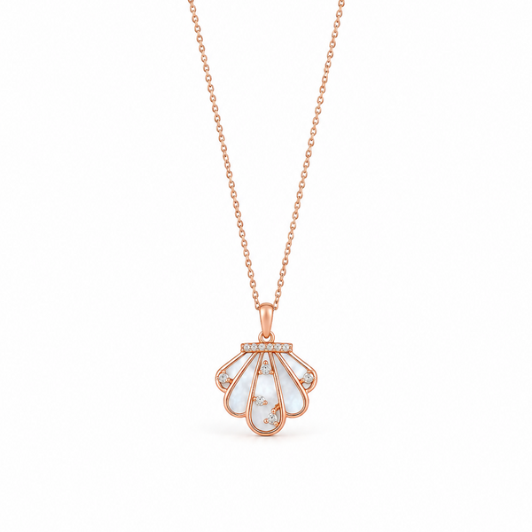 Naria Pendant – 925 Sterling Silver Rose Gold Shell Necklace
