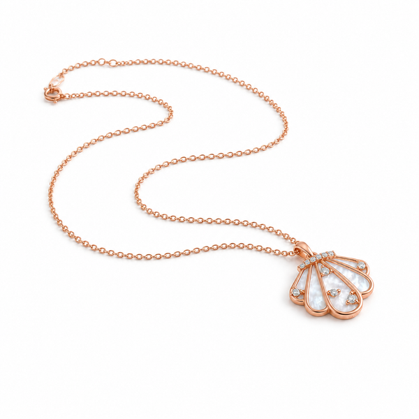 Naria Pendant – 925 Sterling Silver Rose Gold Shell Necklace