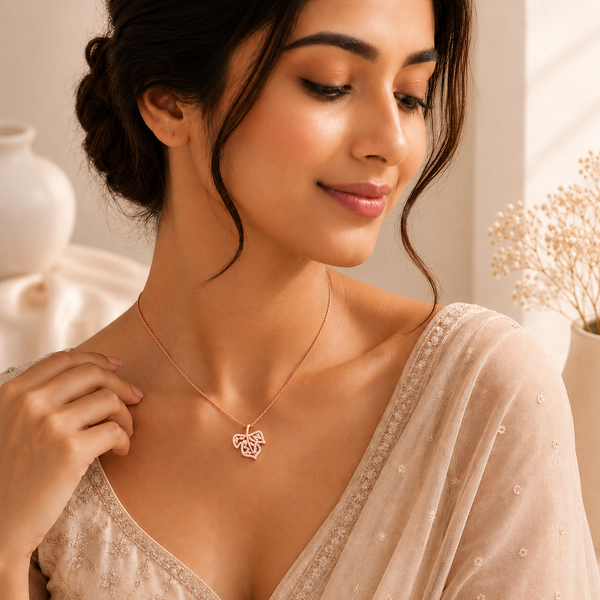 Hazel Pendant – 925 Sterling Silver Leaf Design Pendant (Silver & Rose Gold)