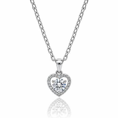 Valentina Pendant – 925 Sterling Silver Heart Halo CZ Pendant for Women