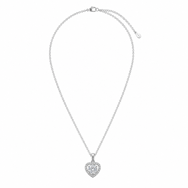 Valentina Pendant – 925 Sterling Silver Heart Halo CZ Pendant for Women