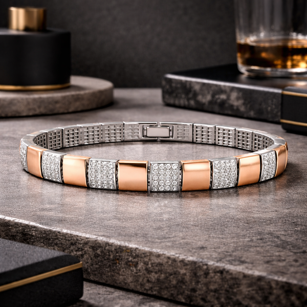 SYNC Bracelet – Silver Dual-Tone Link Bracelet for Men