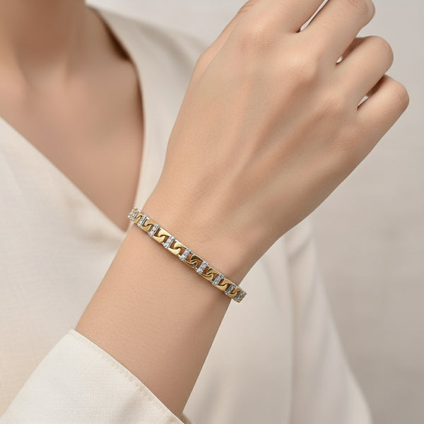 DuoGlow Bangle – 925 Sterling Silver Dual-Tone Designer Bangle