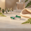Zariya Ring – 925 Sterling Silver Green Baguette CZ Crossover Ring for Women