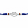 Radhe Radhe Rakhi – 925 Sterling Silver Divine Radhe Radhe Rakhi with Rudraksha Beads