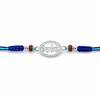 Radhe Radhe Rakhi – 925 Sterling Silver Divine Radhe Radhe Rakhi with Rudraksha Beads
