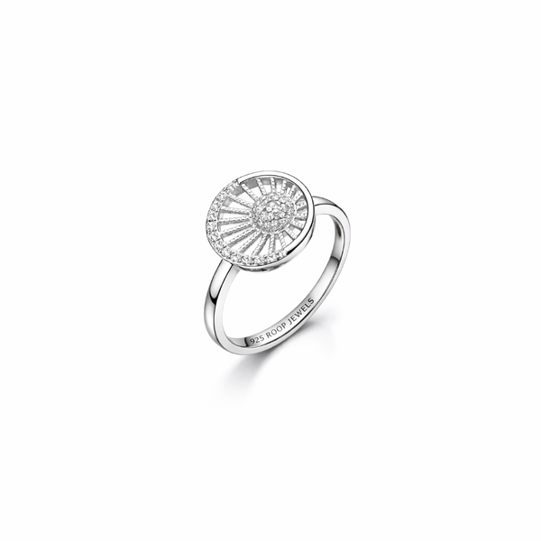 Surya Vritta Ring – 925 Sterling Silver Radiant Halo Ring for Women