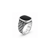 Woven Signet Ring – 925 Sterling Silver Black Stone Statement Ring for Men