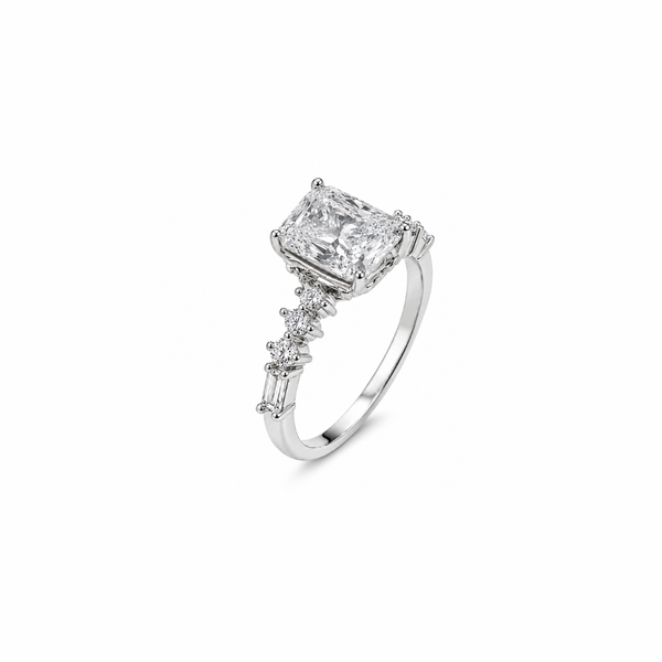 Empress Radiant Solitaire Ring in 925 Sterling Silver