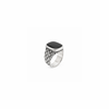 Woven Signet Ring – 925 Sterling Silver Black Stone Statement Ring for Men