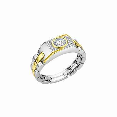 Chrono Ring – 925 Sterling Silver Men’s Dual-Tone Statement Ring