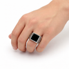 Shadow Grid Ring – 925 Sterling Silver Men’s Oxidized Statement Ring