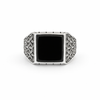 Shadow Grid Ring – 925 Sterling Silver Men’s Oxidized Statement Ring