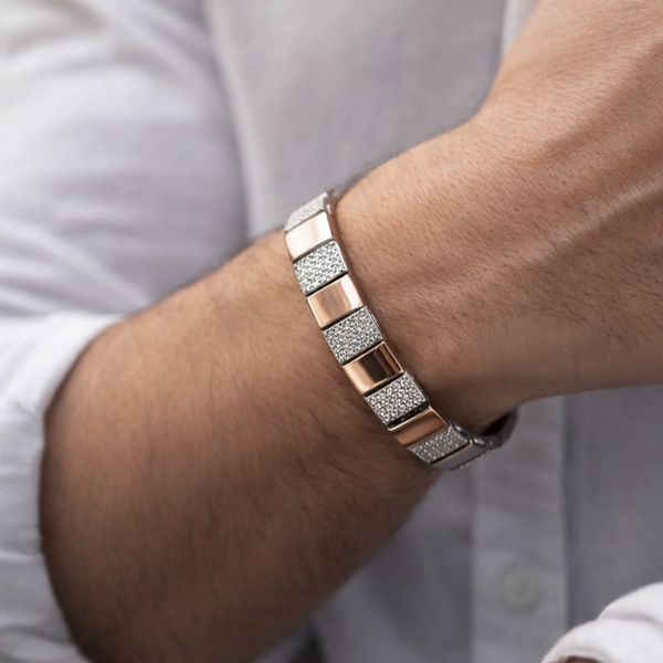SYNC Bracelet – Silver Dual-Tone Link Bracelet for Men