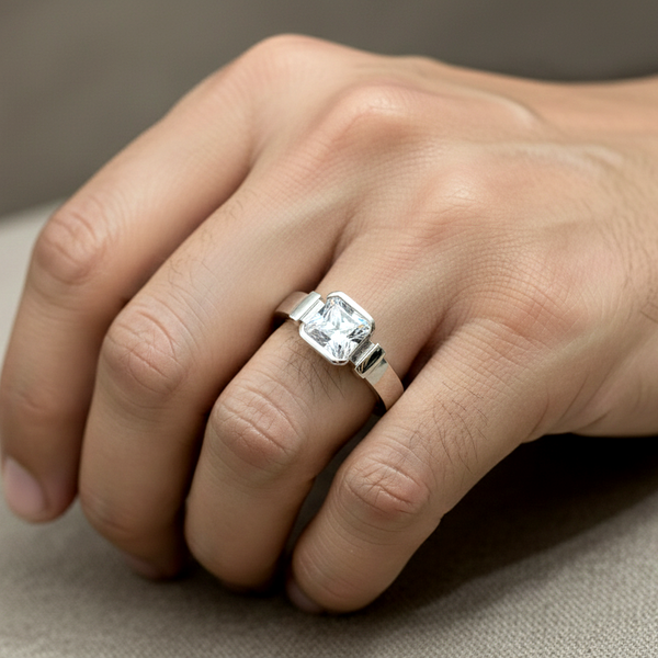 Nova Ring – 925 Sterling Silver Men’s Minimal Stone Ring