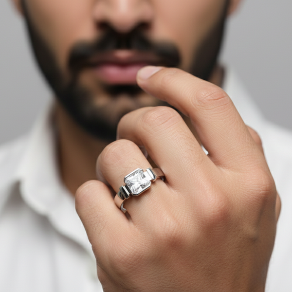 Nova Ring – 925 Sterling Silver Men’s Minimal Stone Ring